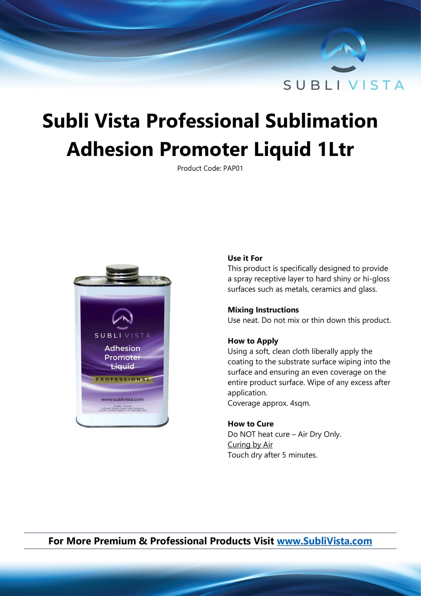 Professional Sublimation Adhesion Promoter Liquid 1 litre
