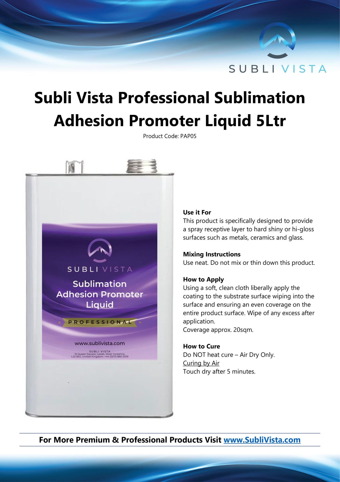 Professional Sublimation Adhesion Promoter Liquid 5 litres