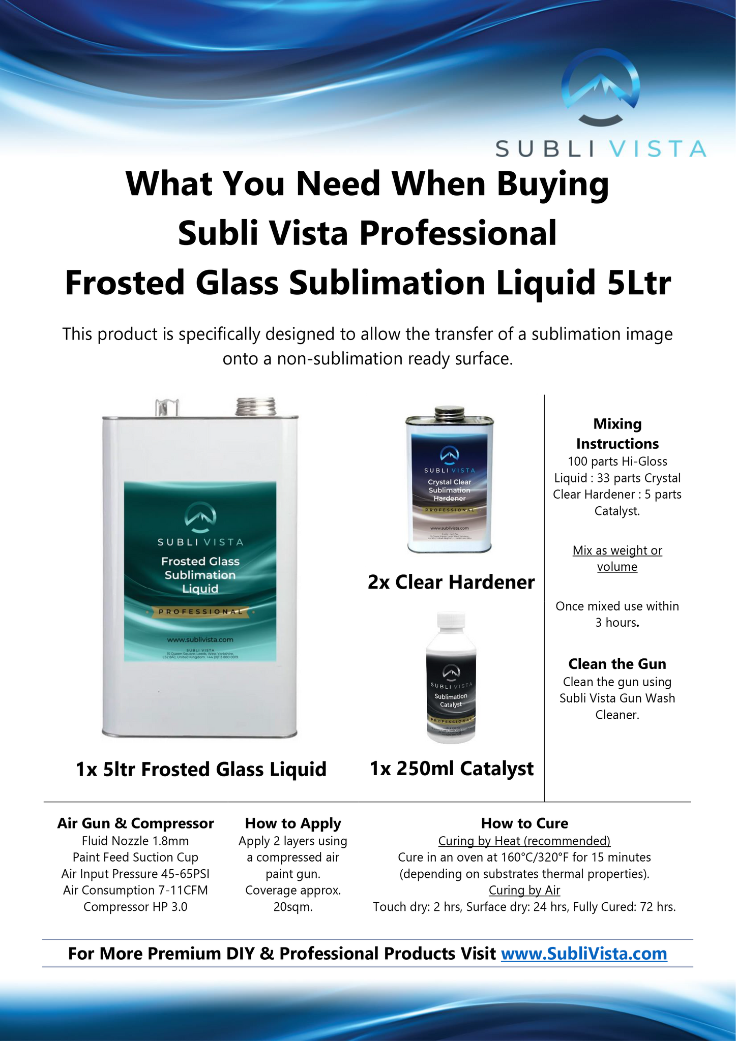 Professional Frosted Glass Sublimation Liquid 5 litres