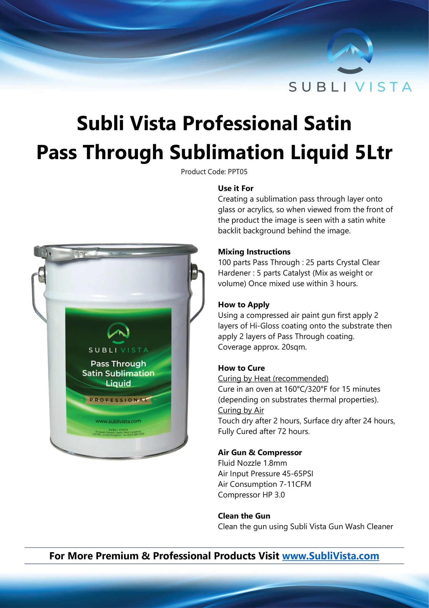 Professional Pass Through Satin Sublimation Liquid 5 litres
