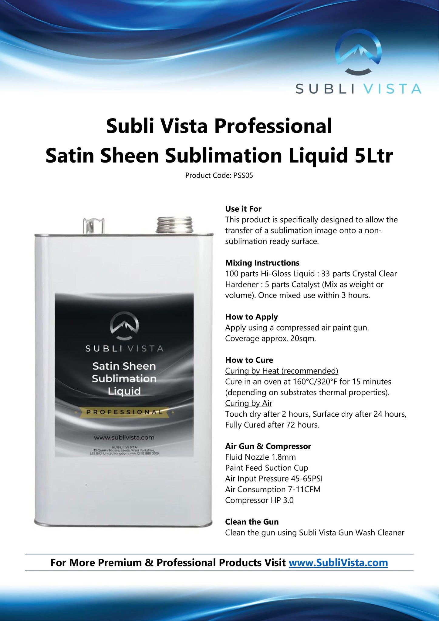 Professional Satin Sheen Sublimation Liquid 5 litres