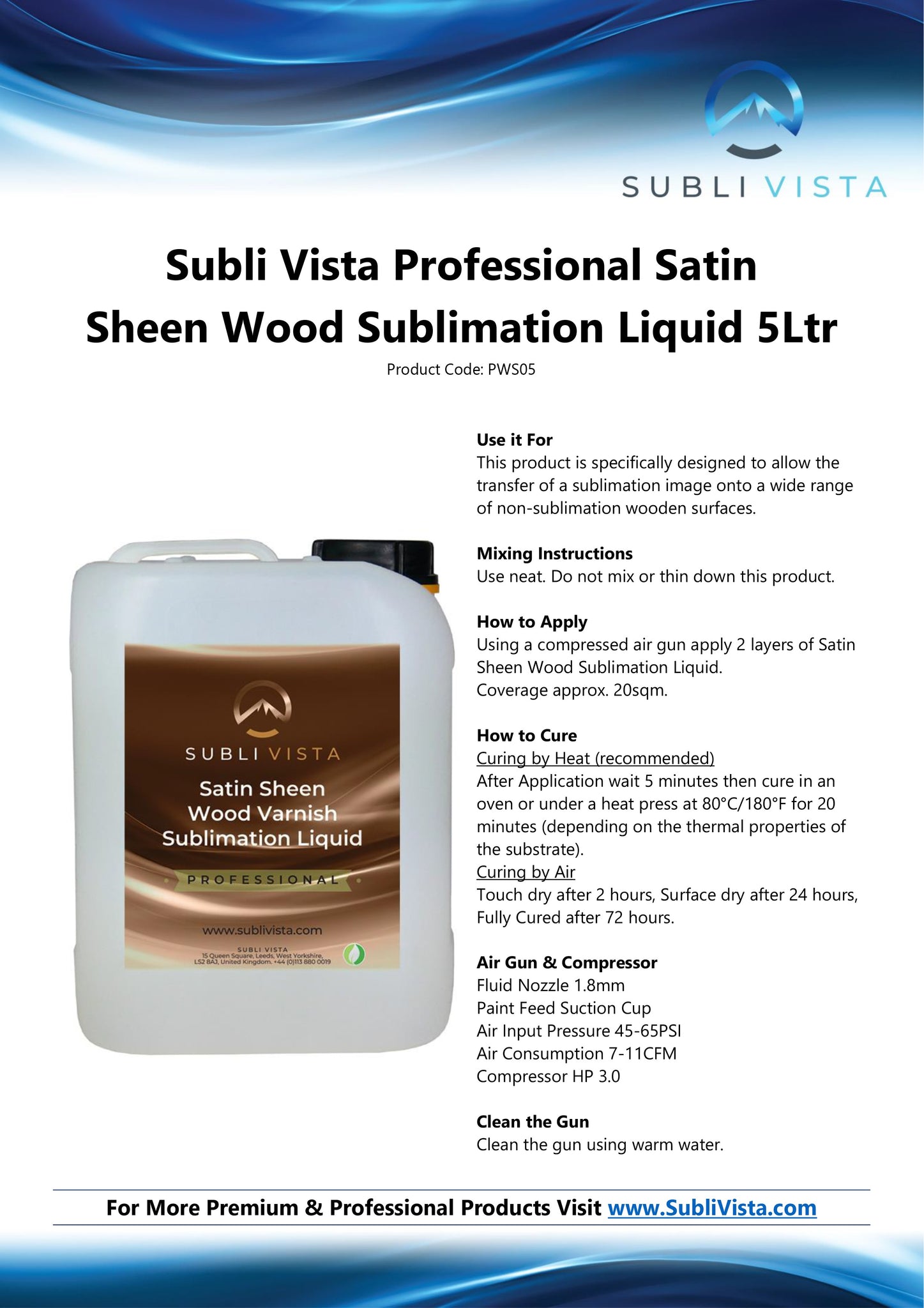Professional Satin Sheen Wood Sublimation Liquid 5 litres