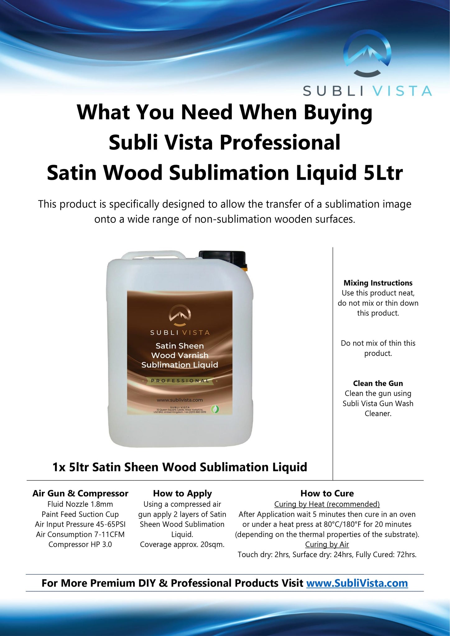 Professional Satin Sheen Wood Sublimation Liquid 5 litres
