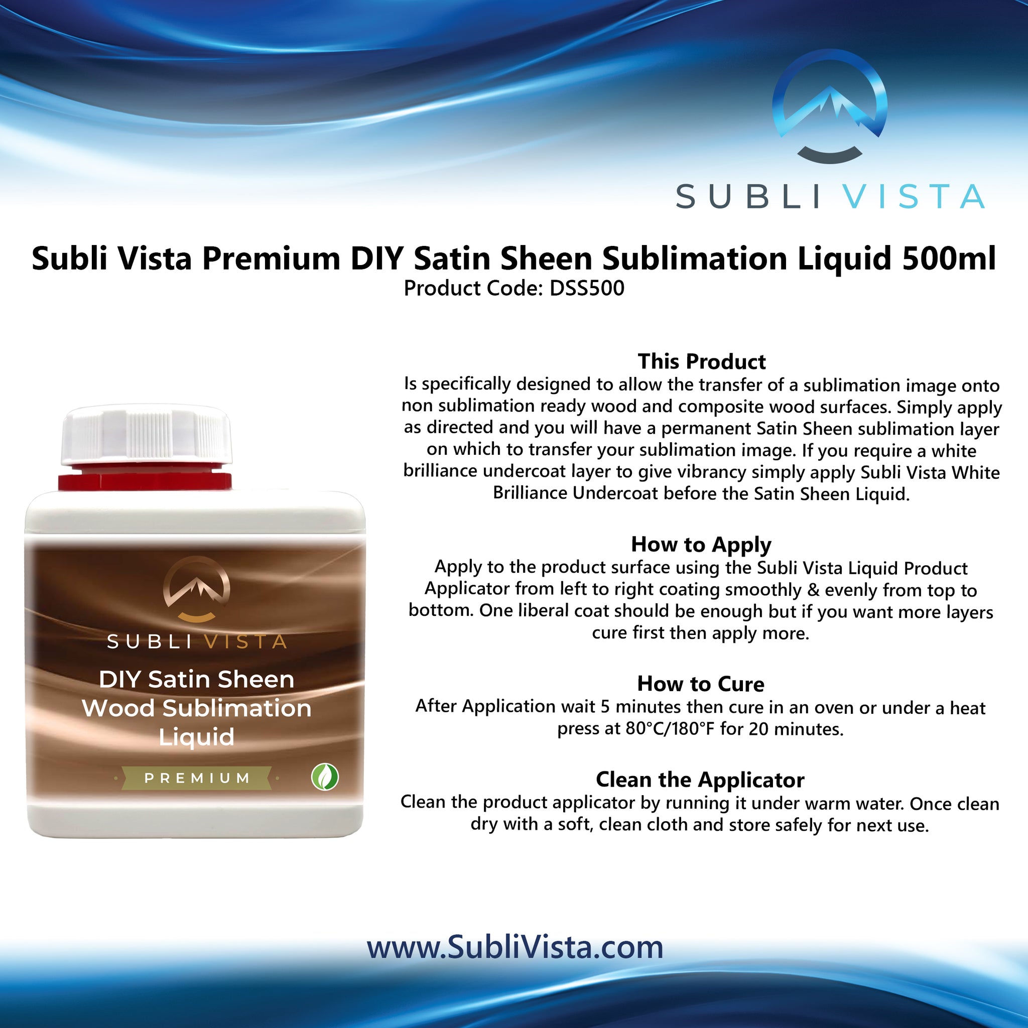 DIY Premium Satin Sheen Wood Sublimation Liquid 500ml